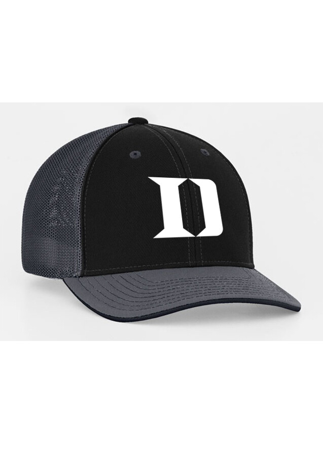 Pacific Headwear Flex-Fit Mesh Back Hat with Football D - Black, Black/Grey, Maroon/Grey, or Maroon/White/Grey