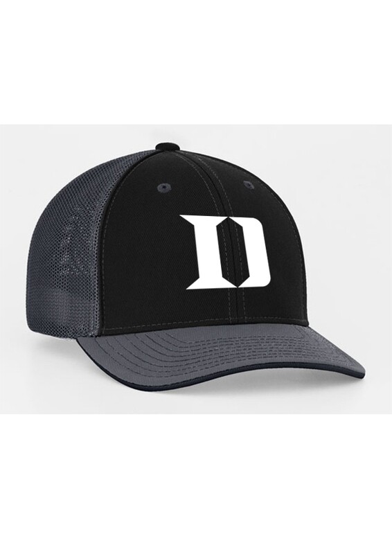 Pacific Headwear Flex-Fit Mesh Back Hat with Football D - Black, Black/Grey, Maroon/Grey, or Maroon/White/Grey