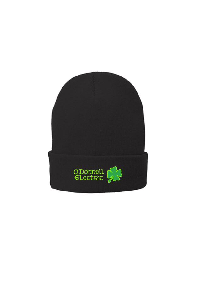 Knit Beanie (Embroidered)- Black, Grey