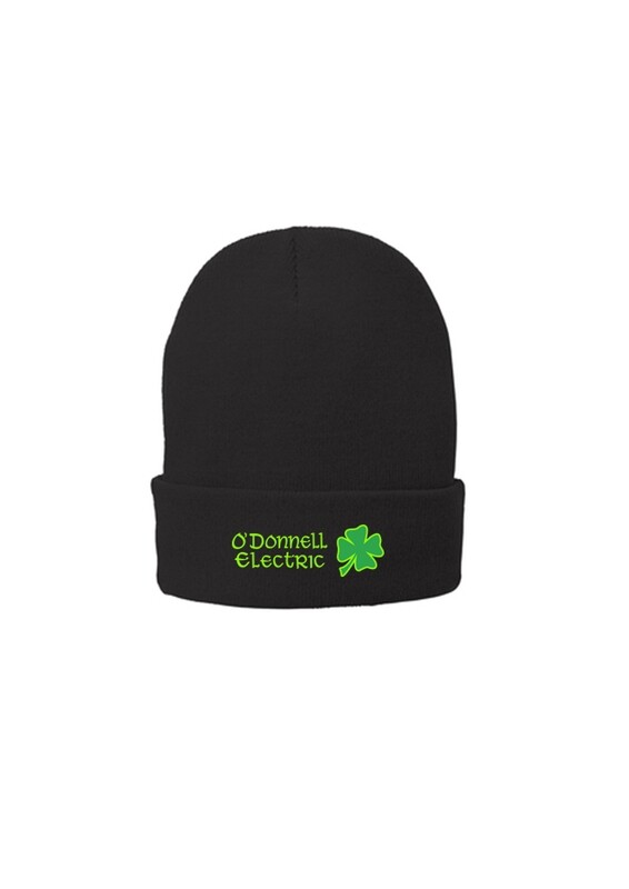 Knit Beanie (Embroidered)- Black, Grey