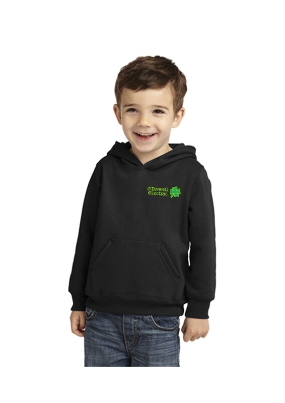 Toddler Midweight Fleece Hooded Sweatshirt (Embroidered)- Black, Grey