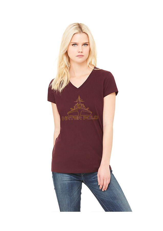 Women's Fitted Bling Tee - Maroon