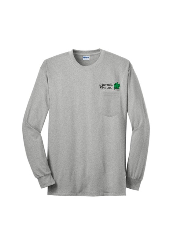 [O'Donnell Item] Unisex Long Sleeve Tee with pocket (Screen Printed)- Grey or Safety Green