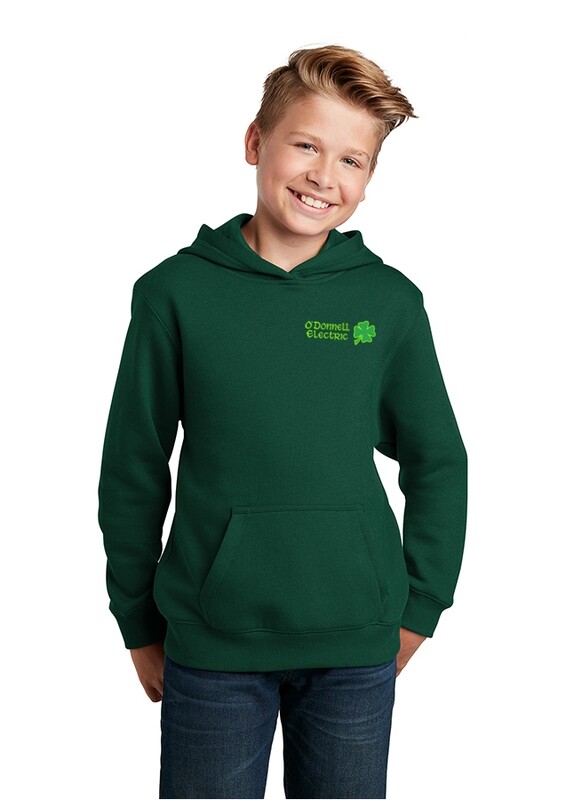 Youth Heavyweight Fleece Hooded Sweatshirt (Embroidered)- Black, Forest Green, Grey, Navy, Red