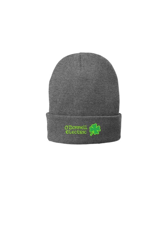 Knit Beanie (Embroidered)- Black, Grey