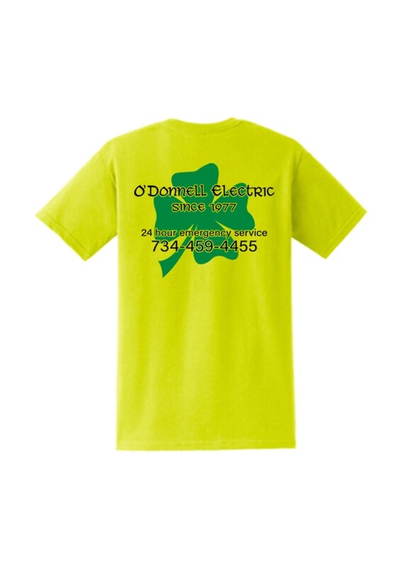 [O'Donnell Item] Unisex Short Sleeve Tee with pocket (Screen Printed)- Grey or Safety Green