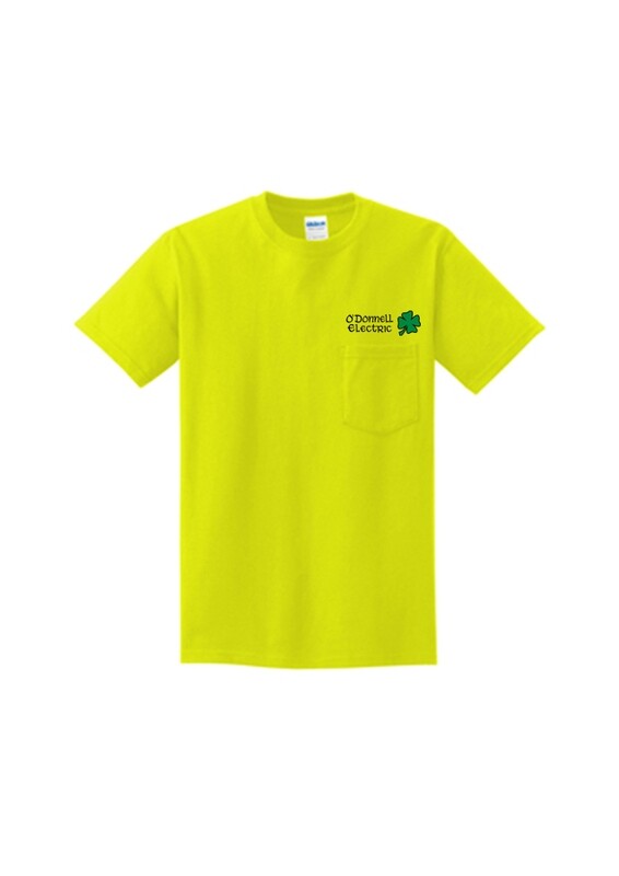 [O'Donnell Item] Unisex Short Sleeve Tee with pocket (Screen Printed)- Grey or Safety Green