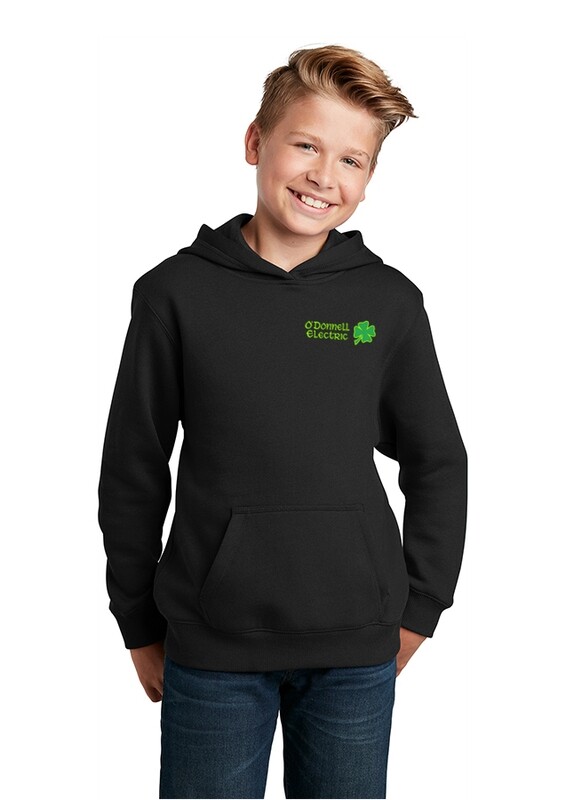 Youth Heavyweight Fleece Hooded Sweatshirt (Embroidered)- Black, Forest Green, Grey, Navy, Red