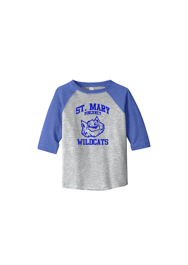 Toddler Baseball Tee- Grey/Royal
