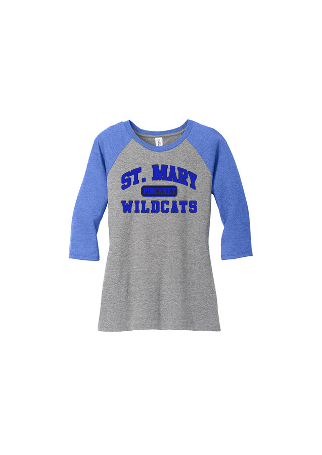 Women's Baseball Tee - Athletics Logo- Grey/Royal
