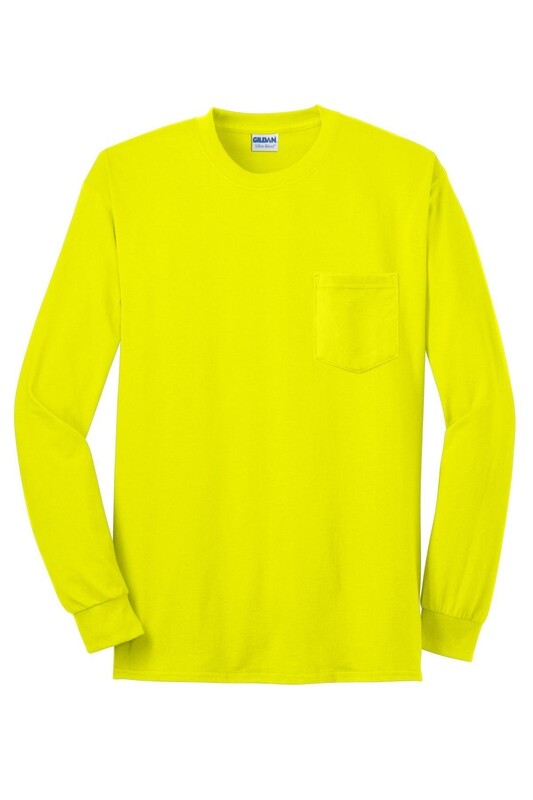 [ECKLER ITEM] Unisex Long Sleeve Tee with pocket (Screen Printed)- Grey or Safety Green