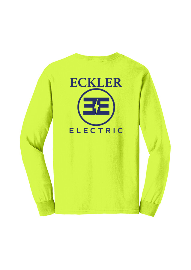 [ECKLER ITEM] Unisex Long Sleeve Tee with pocket (Screen Printed)- Grey or Safety Green
