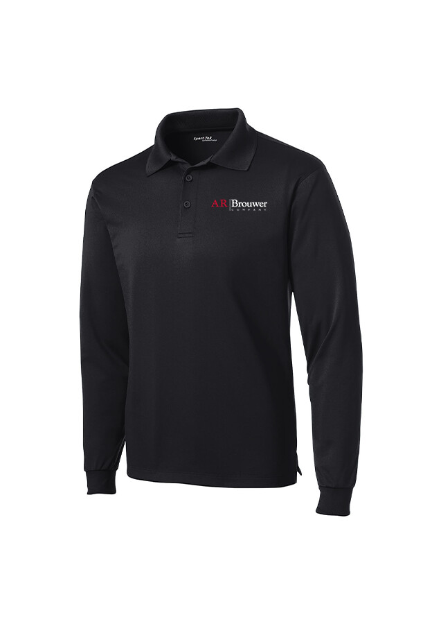 Men's Long Sleeve Polo- Black, Red