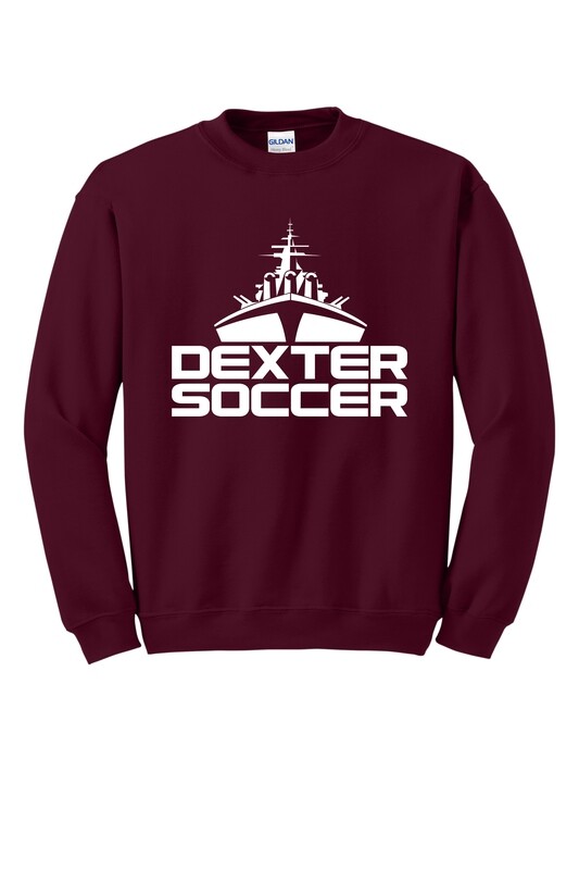 Cotton Crewneck Sweatshirt  (Adult & Youth Sizes)- Maroon/ White/ Black