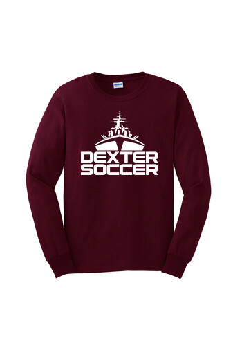 Adult Soft Cotton Long Sleeve T-Shirt- Maroon/ Black/ White