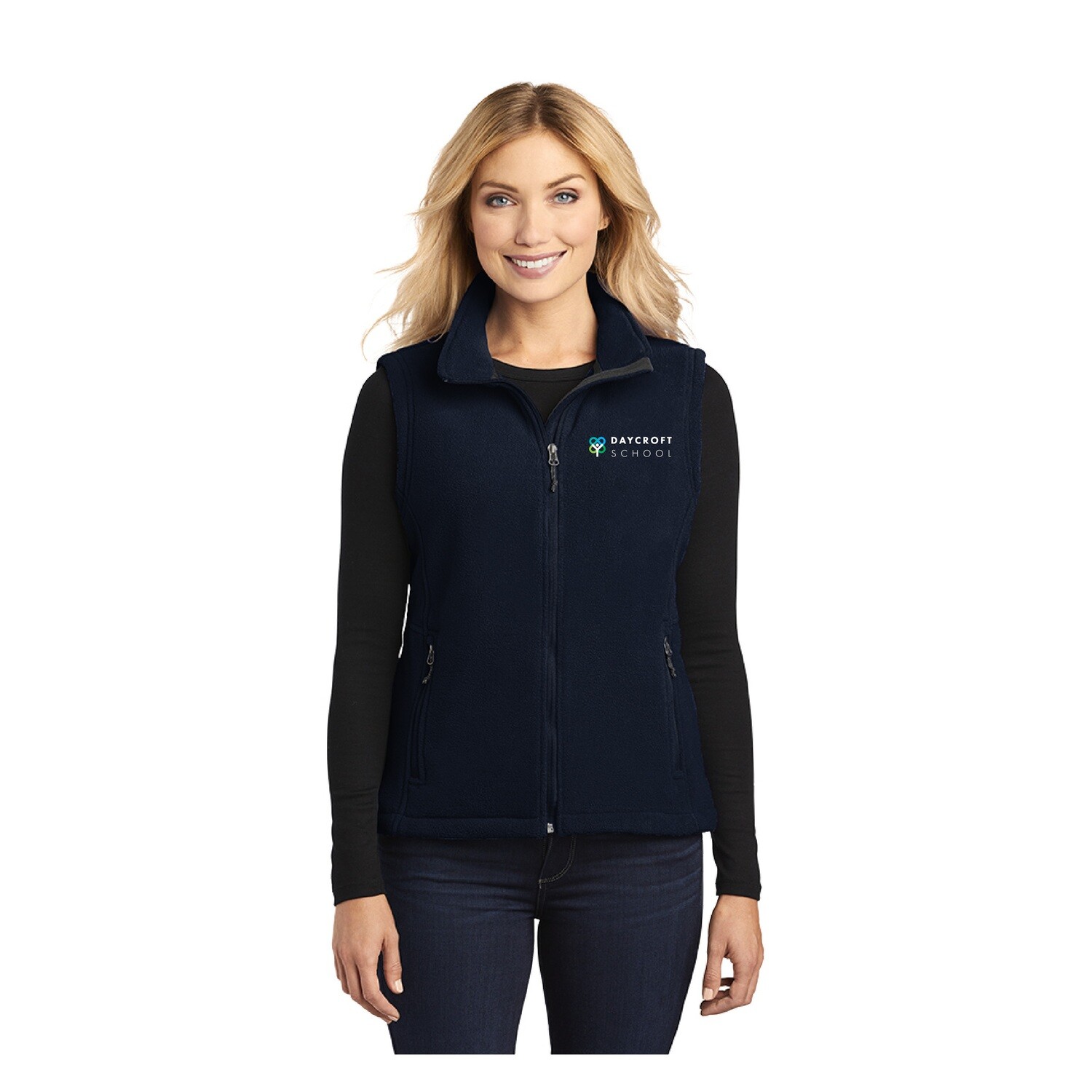Womens Fleece Vest- Navy, Black
