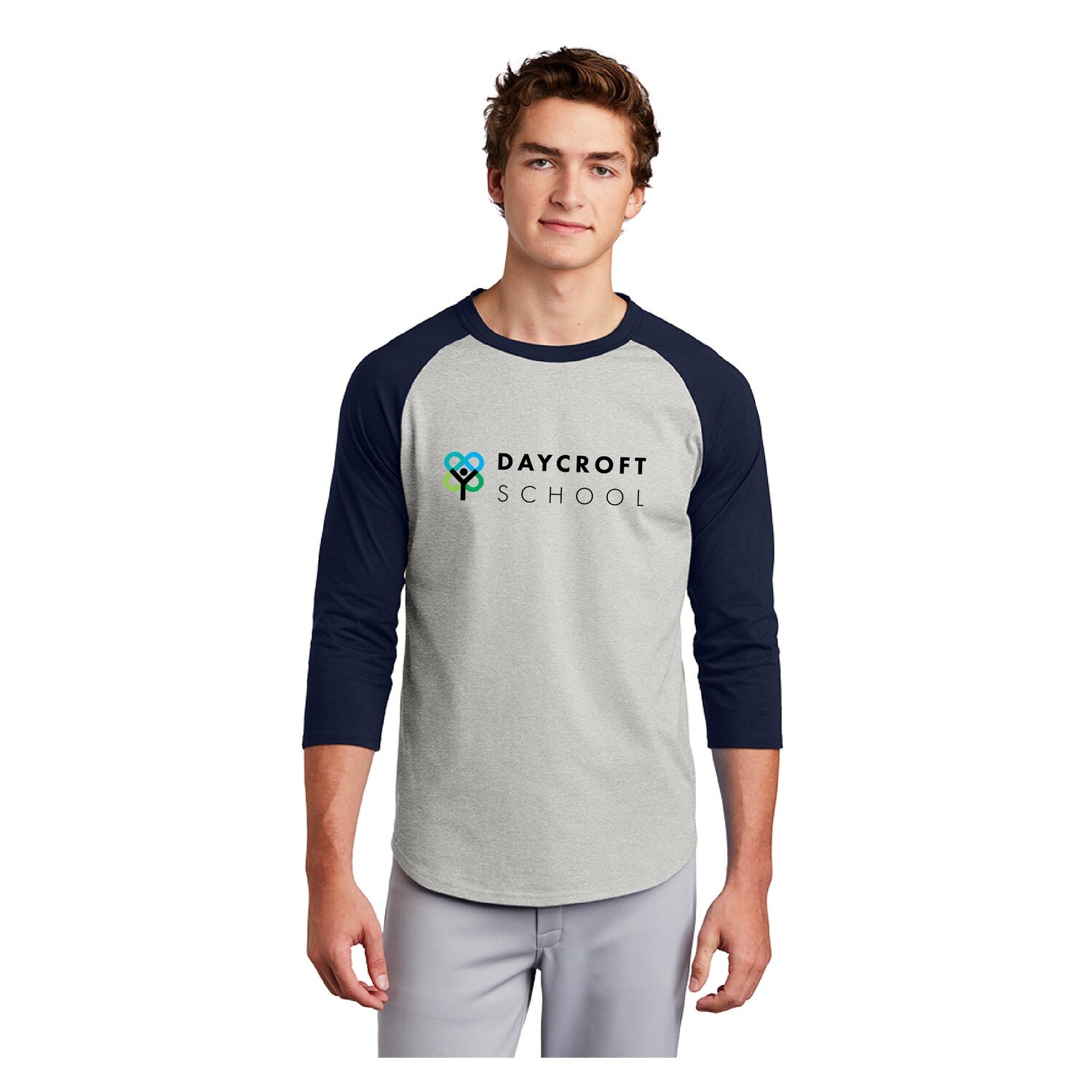 Unisex 3/4 Sleeve Baseball Tee (Youth Sizes Available)- Grey/Navy