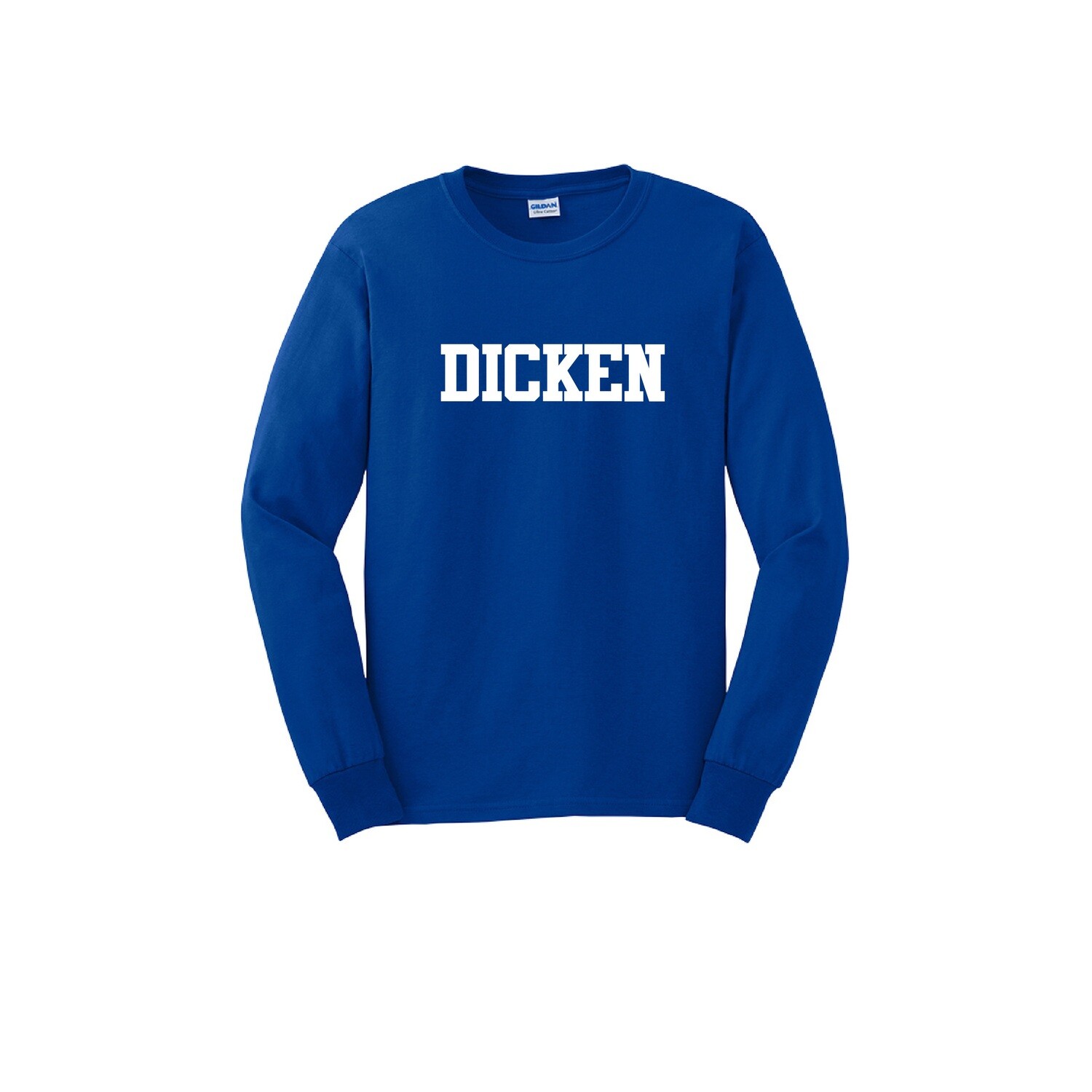 Adult Unisex Cotton Long Sleeve Tee (DICKEN logo)-Royal
