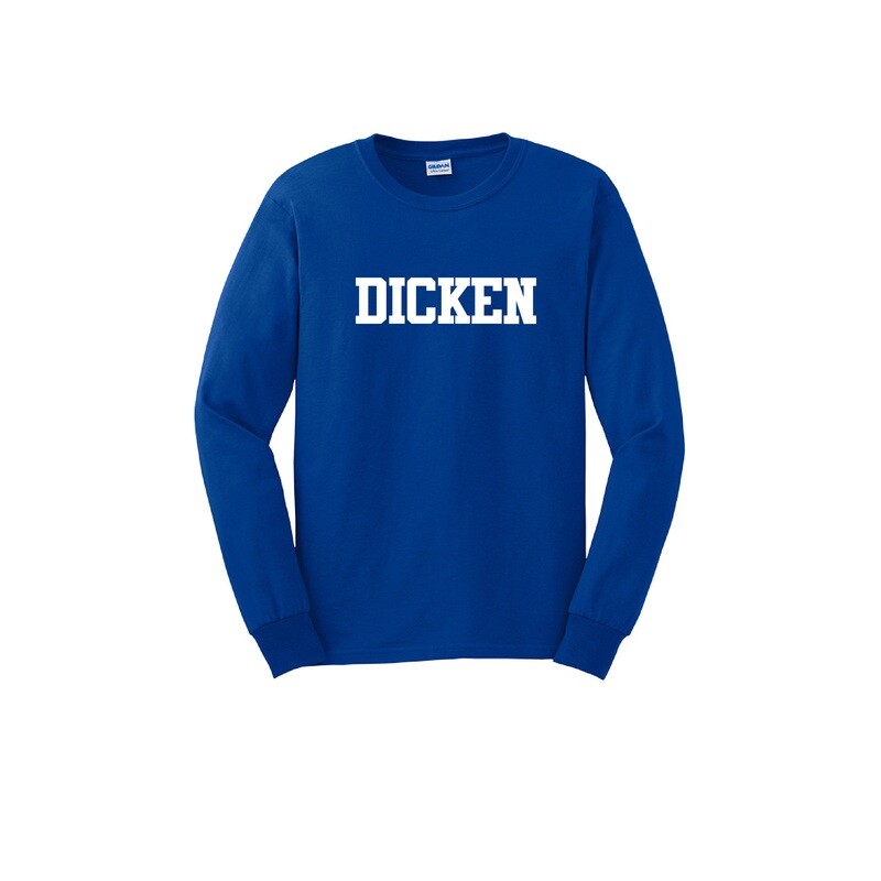 Adult Unisex Cotton Long Sleeve Tee (DICKEN logo)-Royal