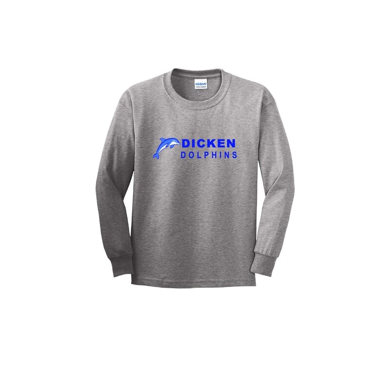 Youth Unisex Cotton Long Sleeve Tee -Grey, White