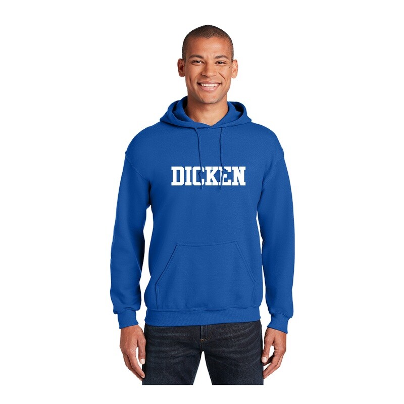 Adult Unisex Cotton Hooded Sweatshirt (DICKEN logo)- Royal