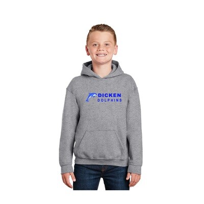 Youth Unisex Cotton Hooded Sweatshirt (Dicken Dolphins logo)
