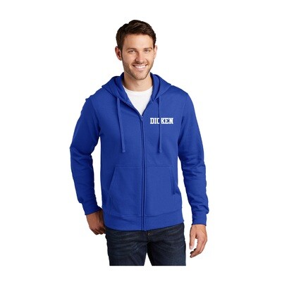 Adult Unisex Fan Favorite Fleece Full-Zip Hooded Sweatshirt (DICKEN logo)