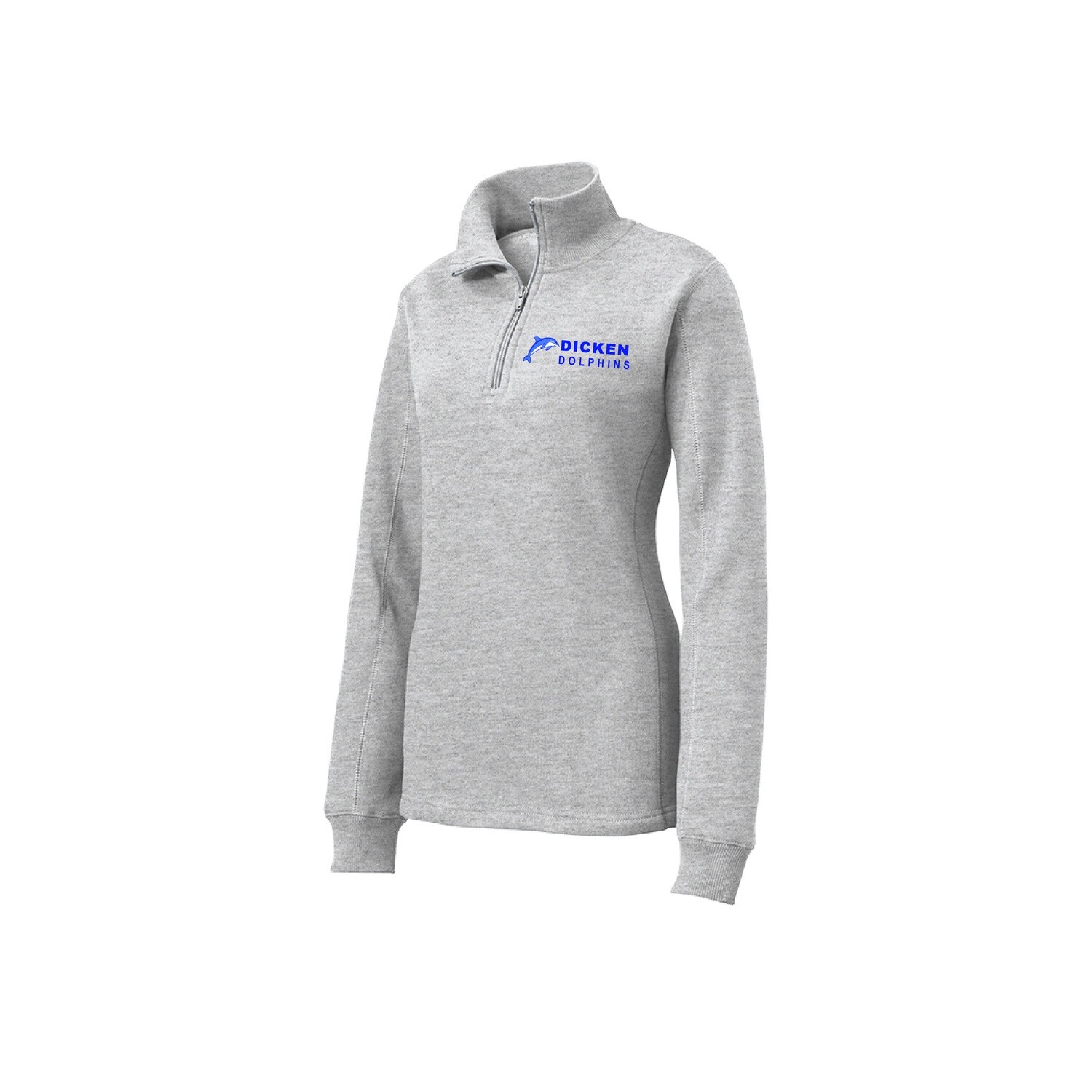 Women's Sport-Tek 1/4 Zip Sweatshirt- Grey, White
