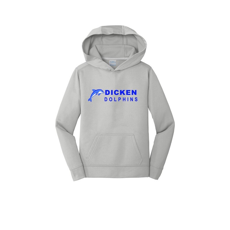 Youth Unisex Performance Fleece Pullover Hooded Sweatshirt - Grey