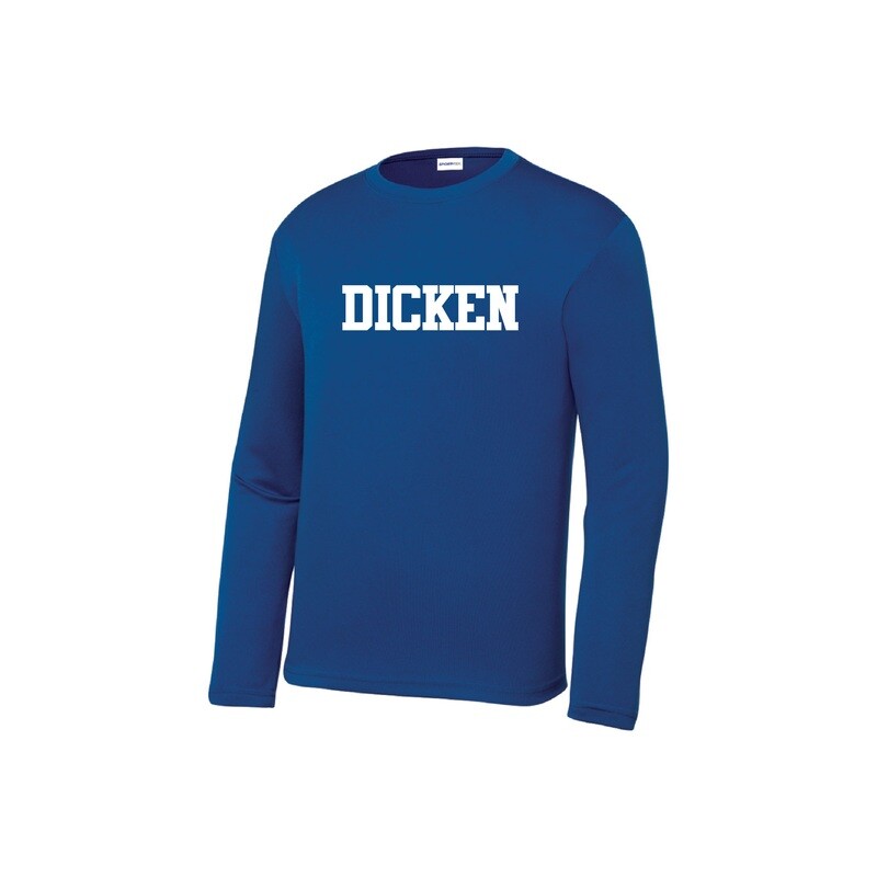 Youth Unisex Performance Long Sleeve Tee (DICKEN logo)- Royal