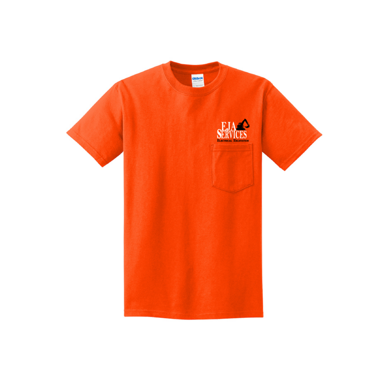 [EJA ITEM] Unisex Short Sleeve Tee with pocket  (Screen Printed)- Grey or Safety Orange