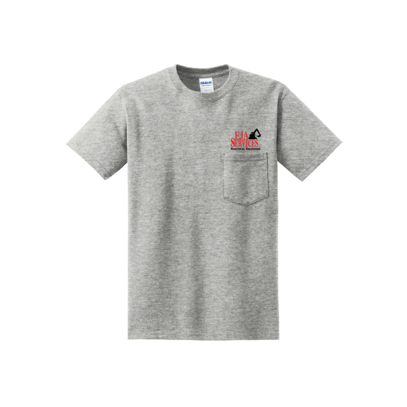 [EJA ITEM] Unisex Short Sleeve Tee with pocket  (Screen Printed)- Grey or Safety Orange