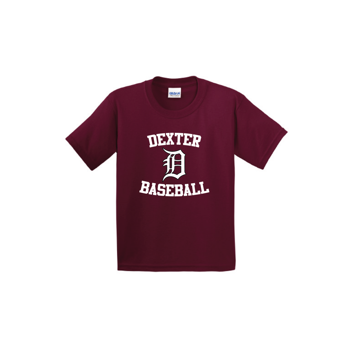 Youth Basic Cotton T-Shirt-Maroon/Black/White