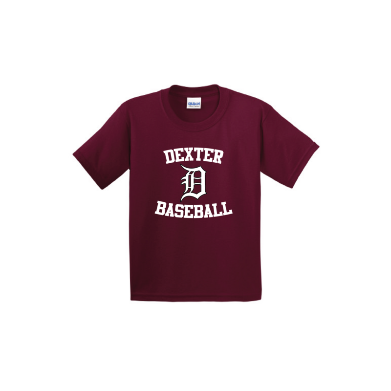 Youth Basic Cotton T-Shirt-Maroon/Black/White