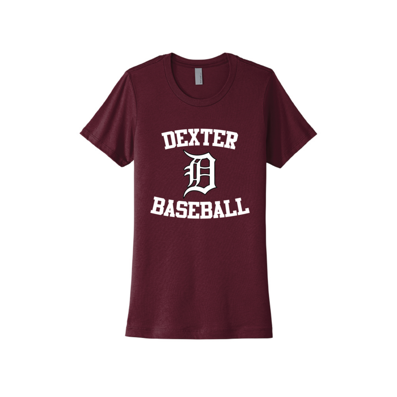 Ladies Cotton Tee-Black/Maroon/White