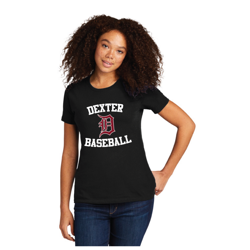 Ladies Cotton Tee-Black/Maroon/White