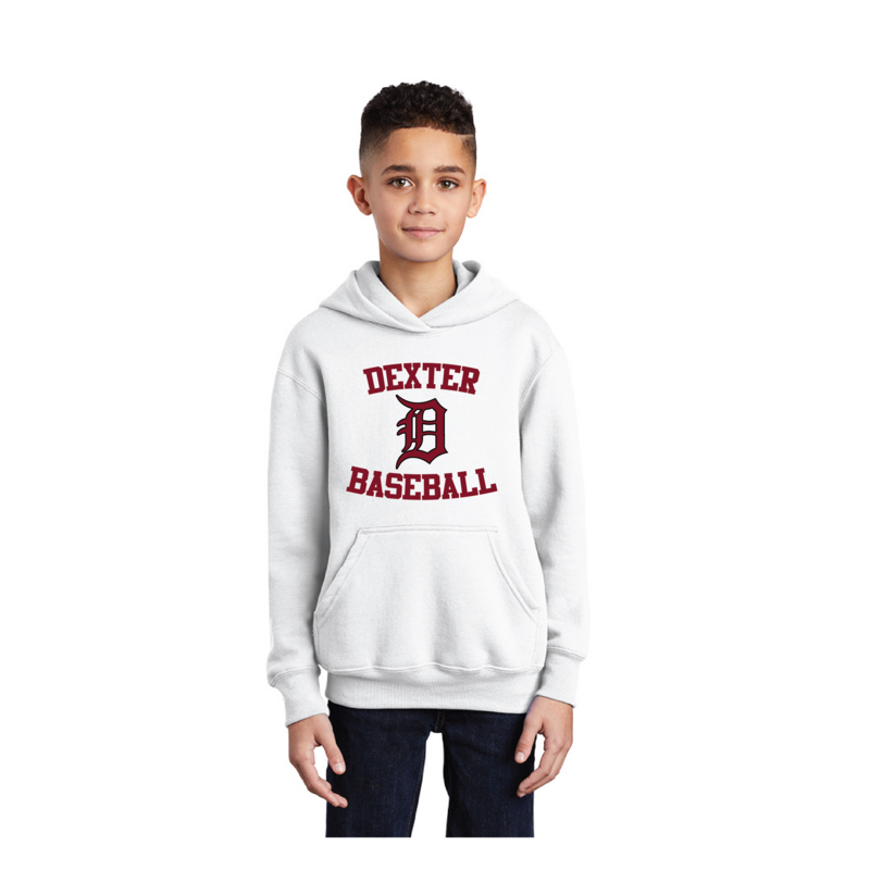 Youth Fleece Pullover Hooded Sweatshirt-Black/White