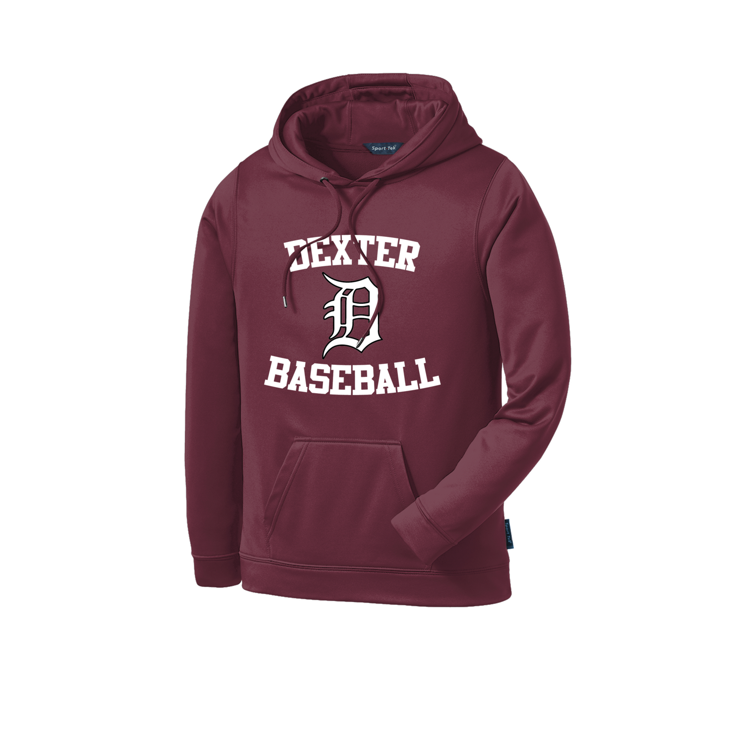 Unisex Performance Fleece Hooded Pullover-Maroon/Black/White