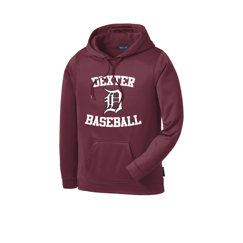 Unisex Performance Fleece Hooded Pullover-Maroon/Black/White