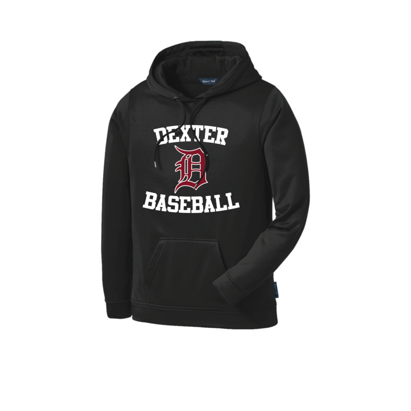 Unisex Performance Fleece Hooded Pullover-Maroon/Black/White