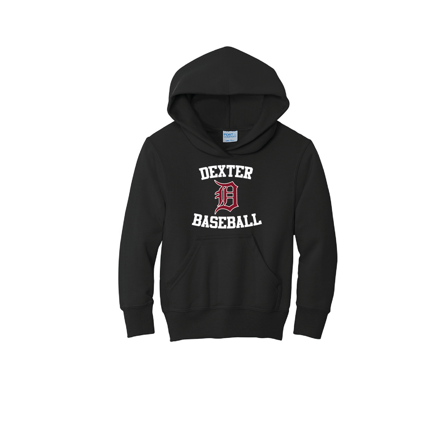 Youth Fleece Pullover Hooded Sweatshirt-Black/White