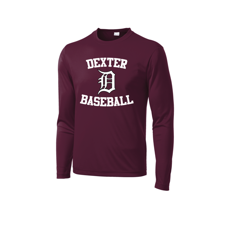 Unisex Long Sleeve Performance Tee-Maroon/Black/White