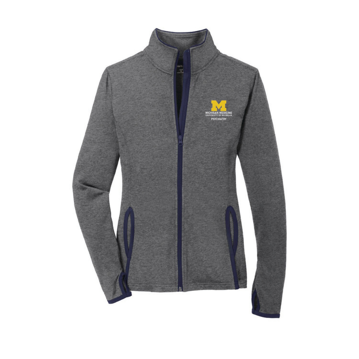 Ladies Performance Stretch Contrast Full-Zip Jacket-Heather/Navy, Black/Dk Grey, Heather/Dk Grey