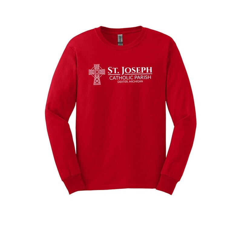 Long-Sleeve Cotton Tee (Youth Sizes Available)- Red or Grey