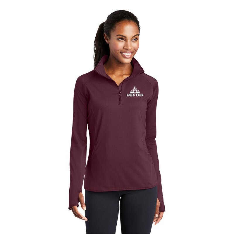Ladies Sport-Tek Stretch 1/4 Zip Pullover-Maroon or Black