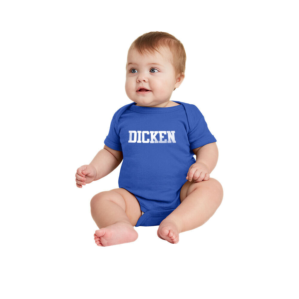 Rabbit Skins Infant Short Sleeve Ribbed Onesie (DICKEN Logo)- Royal