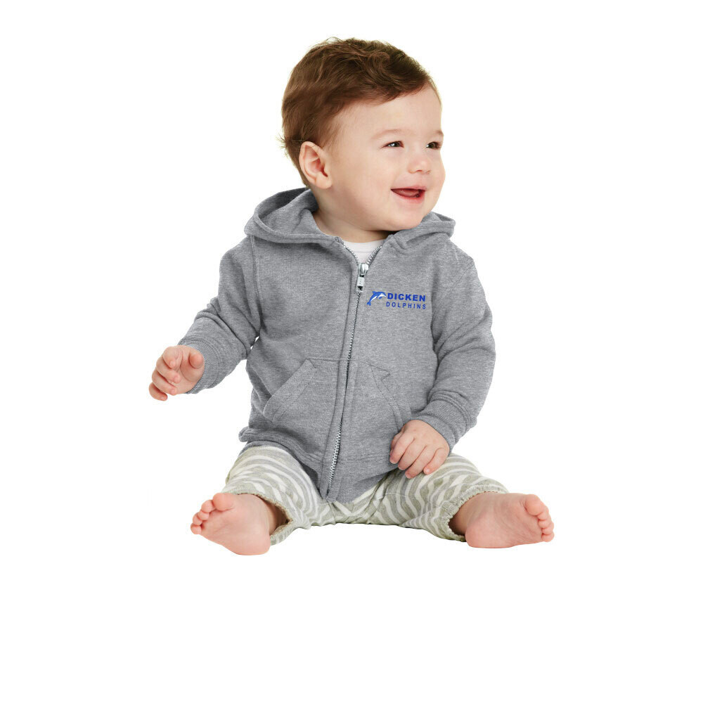 Port & Company Infant Fleece Full-Zip Hooded Sweatshirt- Grey
