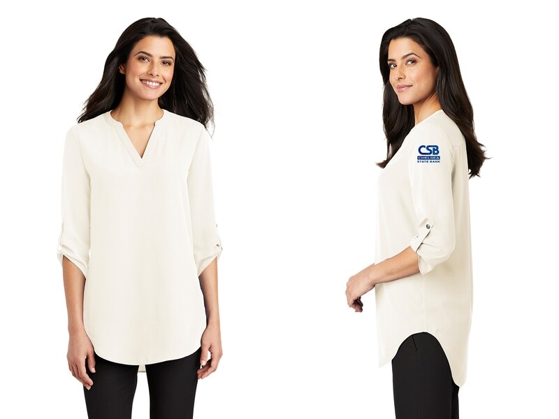 Women's 3/4 Sleeve Tunic Blouse- Black, White, Grey, Royal