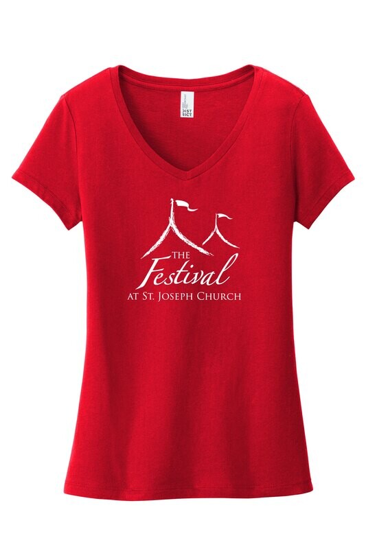 Women’s V-Neck Tee- Red or Grey