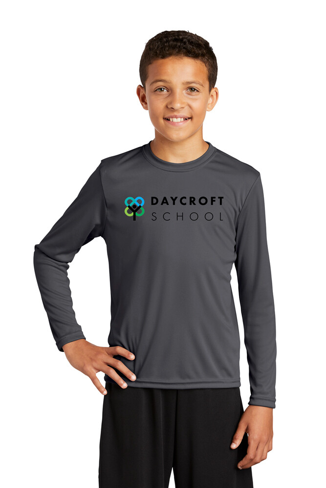 Youth Sport-Tek Long Sleeve Performance Tee- Navy, Grey